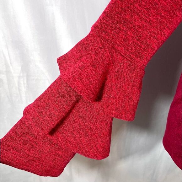 Style & Co long tiered sleeve red and black heathered knit top size small - Picture 4 of 7